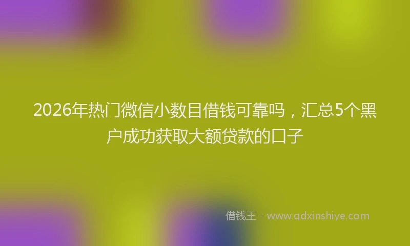 2026年热门微信小数目借钱可靠吗，汇总5个黑户成功获取大额贷款的口子