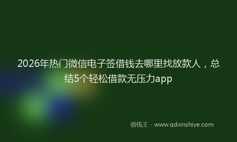 2026年热门微信电子签借钱去哪里找放款人，总结5个轻松借款无压力app