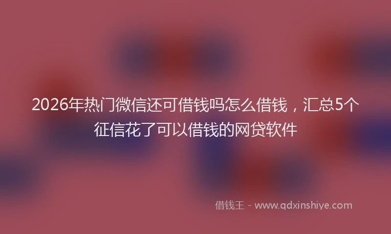 2026年热门微信还可借钱吗怎么借钱，汇总5个征信花了可以借钱的网贷软件