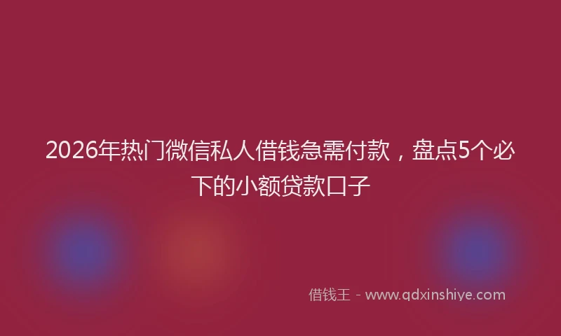 2026年热门微信私人借钱急需付款，盘点5个必下的小额贷款口子