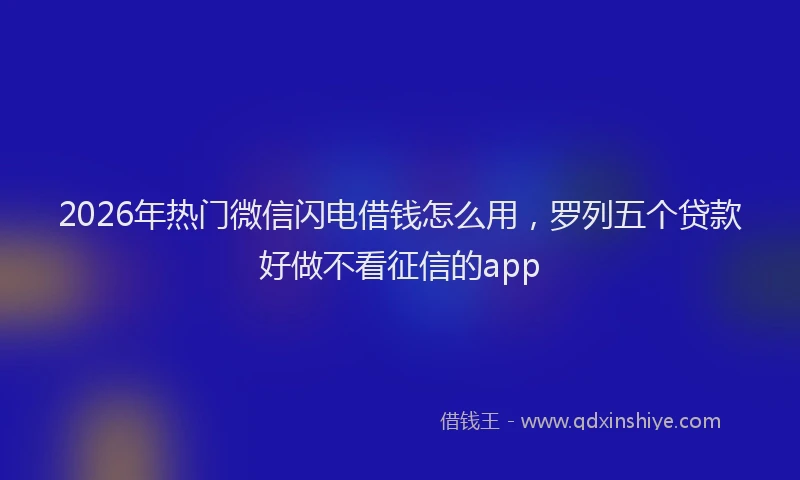 2026年热门微信闪电借钱怎么用，罗列五个贷款好做不看征信的app