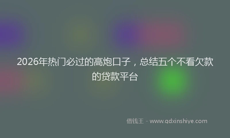 2026年热门必过的高炮口子，总结五个不看欠款的贷款平台