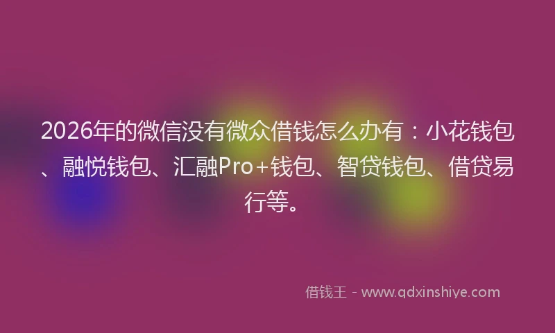 2026年的微信没有微众借钱怎么办有：小花钱包、融悦钱包、汇融Pro+钱包、智贷钱包、借贷易行等。
