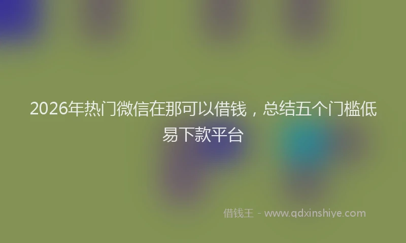 2026年热门微信在那可以借钱，总结五个门槛低易下款平台