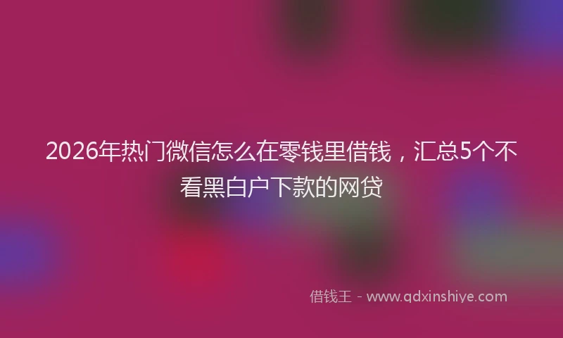 2026年热门微信怎么在零钱里借钱，汇总5个不看黑白户下款的网贷