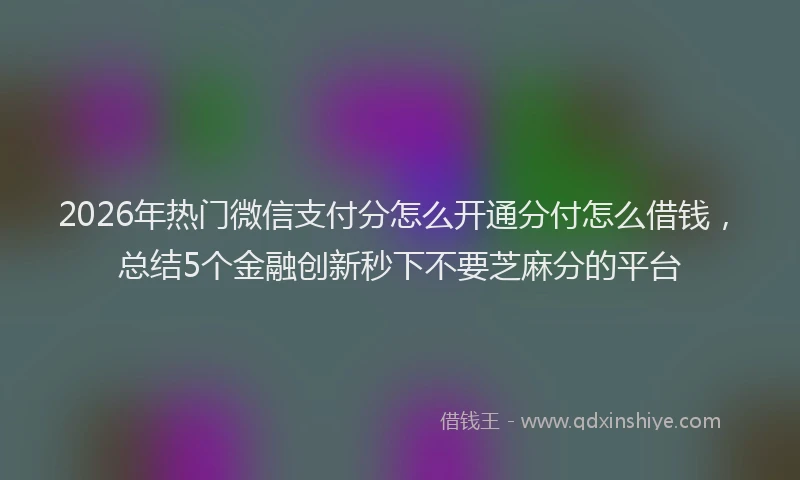 2026年热门微信支付分怎么开通分付怎么借钱，总结5个金融创新秒下不要芝麻分的平台