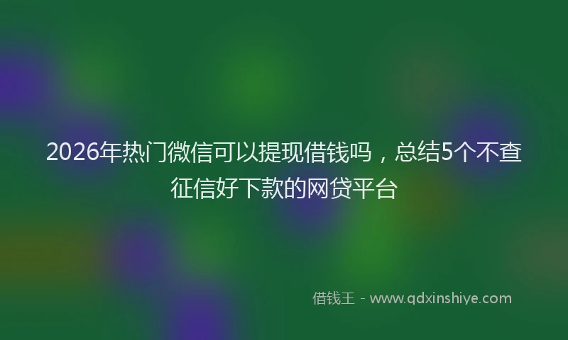 2026年热门微信可以提现借钱吗，总结5个不查征信好下款的网贷平台