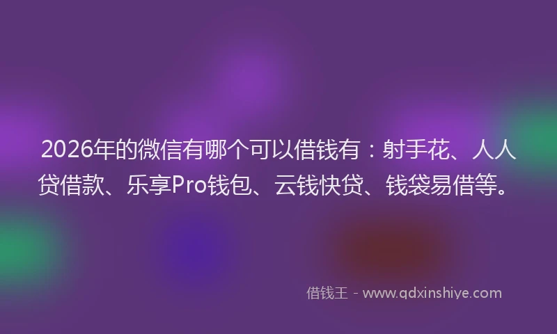 2026年的微信有哪个可以借钱有：射手花、人人贷借款、乐享Pro钱包、云钱快贷、钱袋易借等。