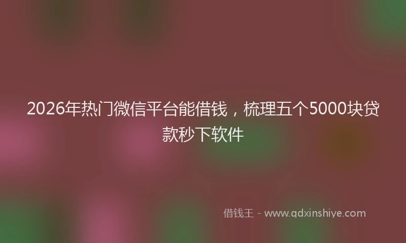 2026年热门微信平台能借钱，梳理五个5000块贷款秒下软件