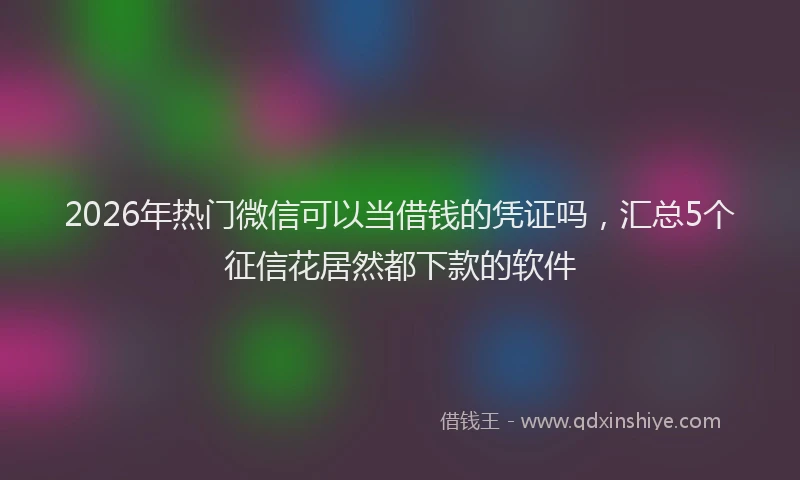 2026年热门微信可以当借钱的凭证吗，汇总5个征信花居然都下款的软件