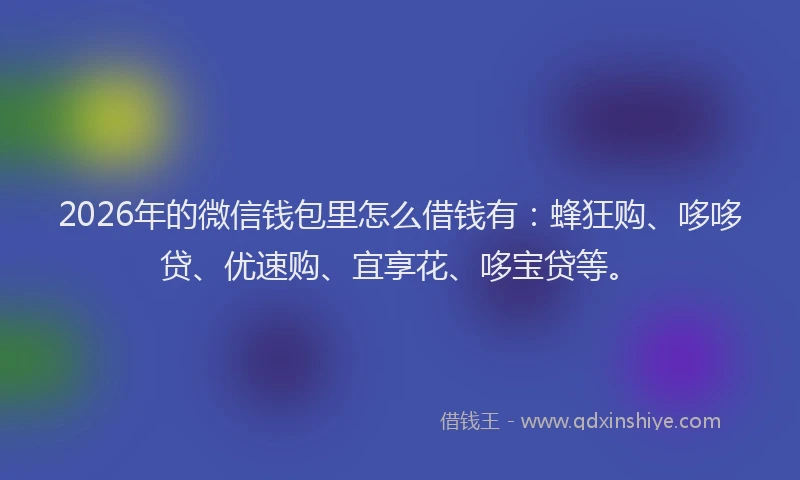 2026年的微信钱包里怎么借钱有：蜂狂购、哆哆贷、优速购、宜享花、哆宝贷等。