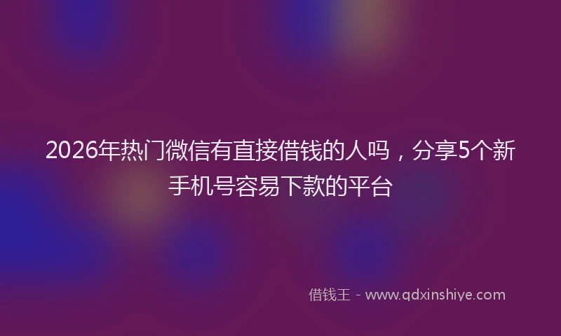 2026年热门微信有直接借钱的人吗，分享5个新手机号容易下款的平台