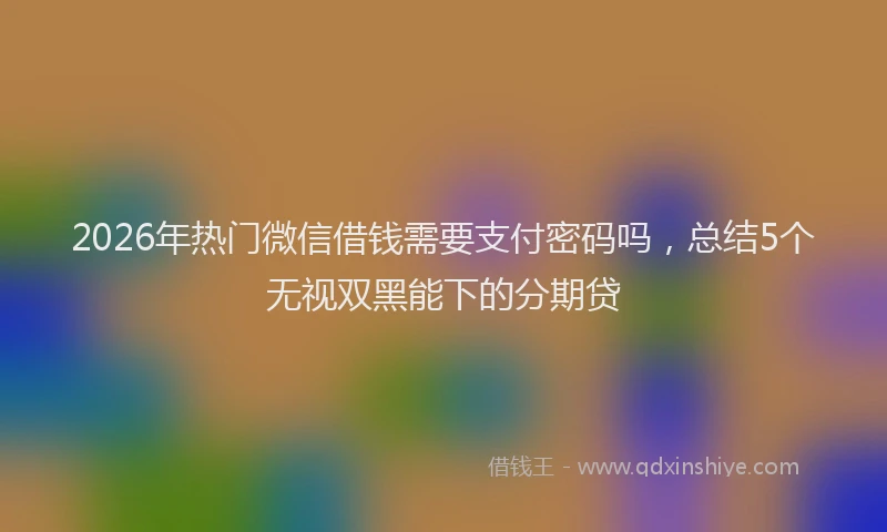2026年热门微信借钱需要支付密码吗，总结5个无视双黑能下的分期贷