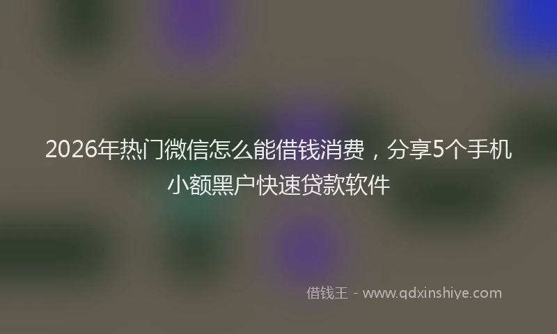2026年热门微信怎么能借钱消费，分享5个手机小额黑户快速贷款软件
