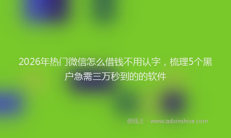 2026年热门微信怎么借钱不用认字,梳理5个黑户急需三万秒到的的软件