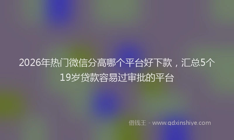 2026年热门微信分高哪个平台好下款，汇总5个19岁贷款容易过审批的平台