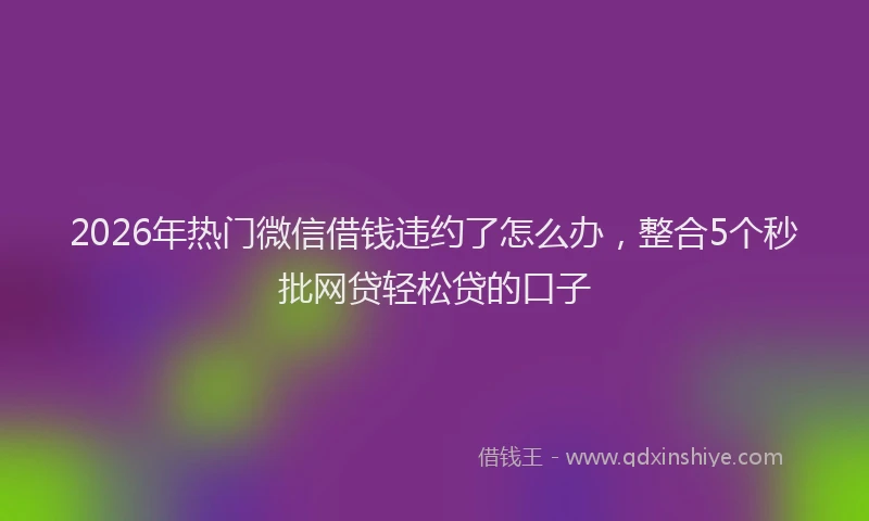 2026年热门微信借钱违约了怎么办，整合5个秒批网贷轻松贷的口子