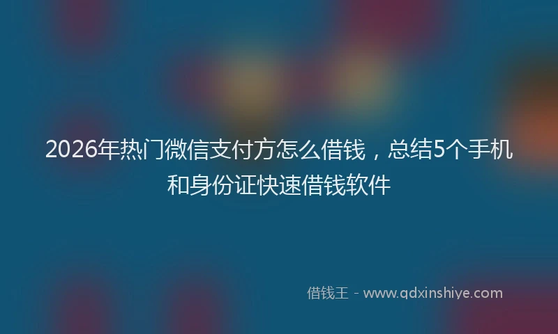 2026年热门微信支付方怎么借钱，总结5个手机和身份证快速借钱软件