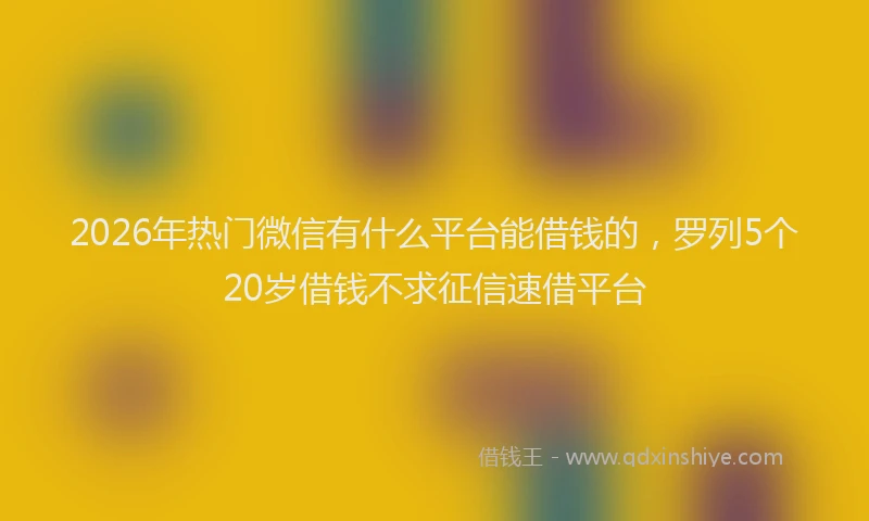 2026年热门微信有什么平台能借钱的，罗列5个20岁借钱不求征信速借平台