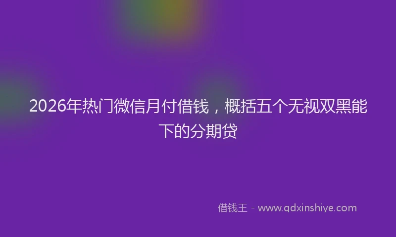 2026年热门微信月付借钱，概括五个无视双黑能下的分期贷