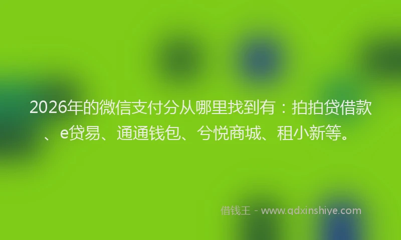 2026年的微信支付分从哪里找到有:拍拍贷借款、e贷易、通通钱包、兮悦商城、租小新等。
