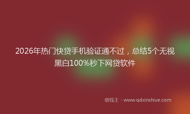 2026年热门快贷手机验证通不过，总结5个无视黑白100%秒下网贷软件
