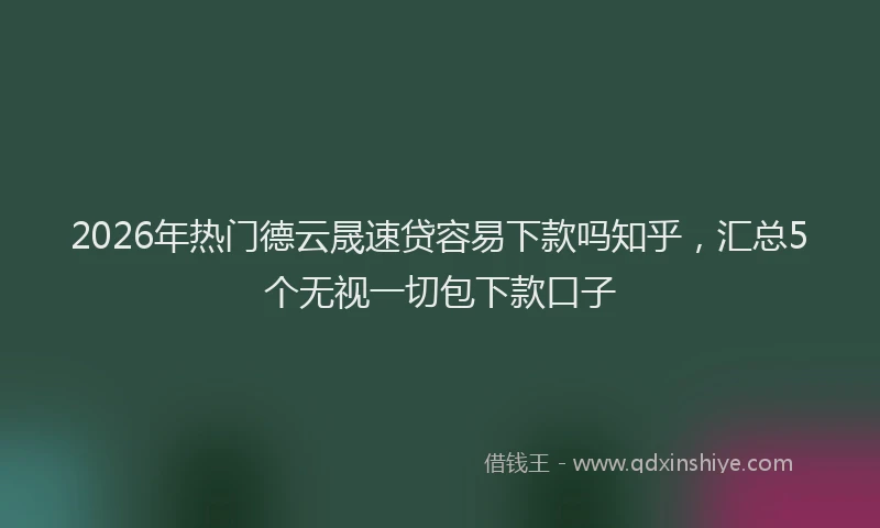 2026年热门德云晟速贷容易下款吗知乎，汇总5个无视一切包下款口子