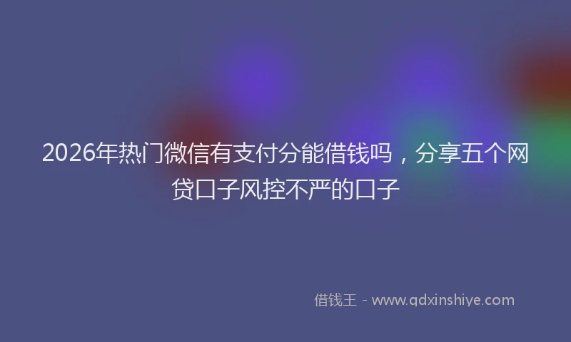 2026年热门微信有支付分能借钱吗，分享五个网贷口子风控不严的口子