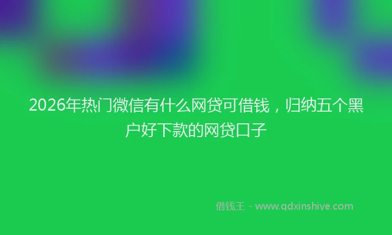 2026年热门微信有什么网贷可借钱，归纳五个黑户好下款的网贷口子