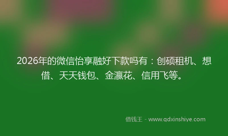 2026年的微信怡享融好下款吗有：创硕租机、想借、天天钱包、金瀛花、信用飞等。