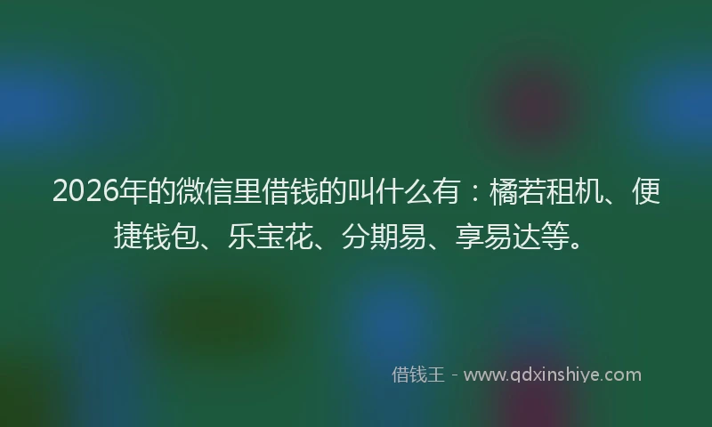 2026年的微信里借钱的叫什么有：橘若租机、便捷钱包、乐宝花、分期易、享易达等。