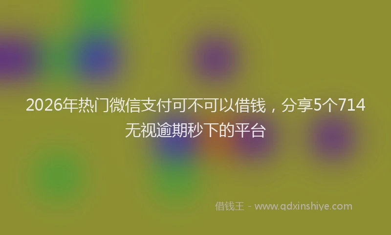 2026年热门微信支付可不可以借钱，分享5个714无视逾期秒下的平台