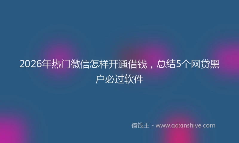 2026年热门微信怎样开通借钱，总结5个网贷黑户必过软件