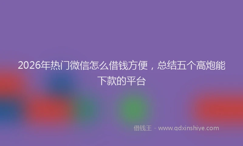2026年热门微信怎么借钱方便，总结五个高炮能下款的平台