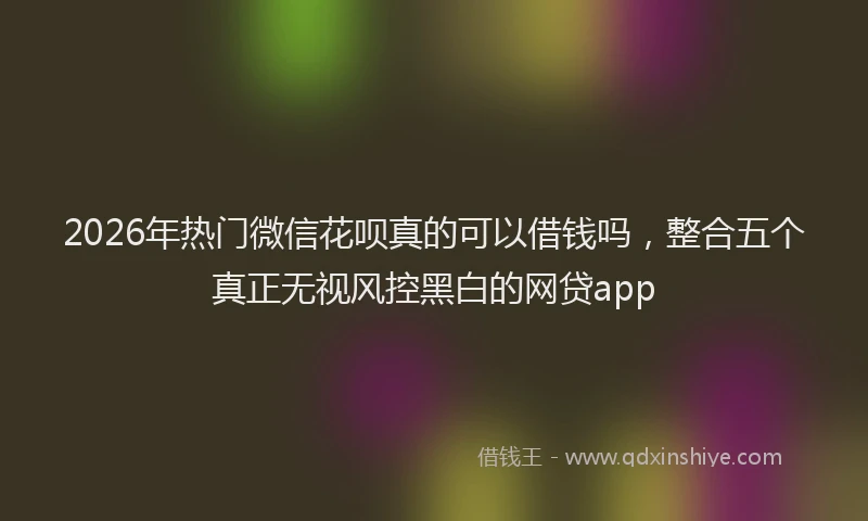 2026年热门微信花呗真的可以借钱吗，整合五个真正无视风控黑白的网贷app