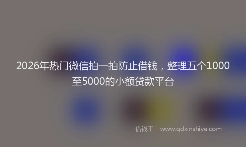 2026年热门微信拍一拍防止借钱，整理五个1000至5000的小额贷款平台