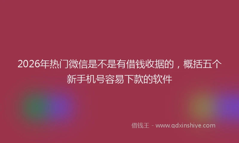 2026年热门微信是不是有借钱收据的，概括五个新手机号容易下款的软件