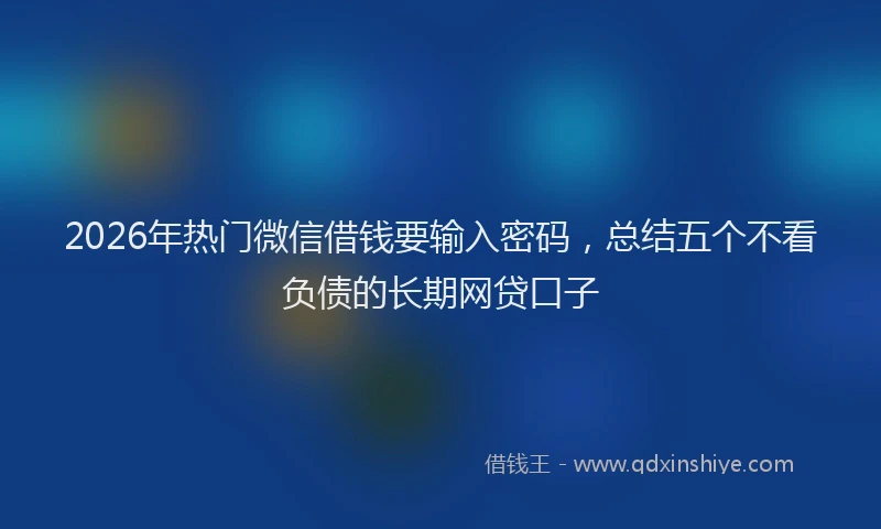2026年热门微信借钱要输入密码，总结五个不看负债的长期网贷口子
