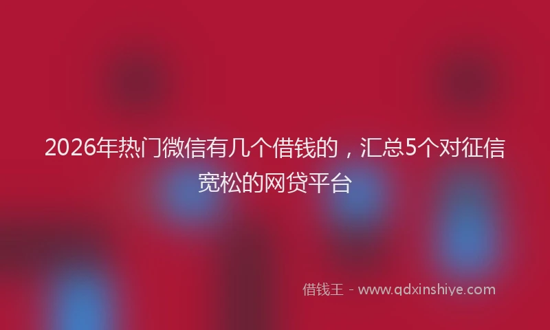 2026年热门微信有几个借钱的，汇总5个对征信宽松的网贷平台