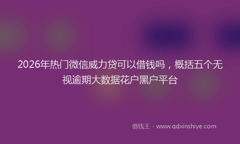 2026年热门微信威力贷可以借钱吗，概括五个无视逾期大数据花户黑户平台