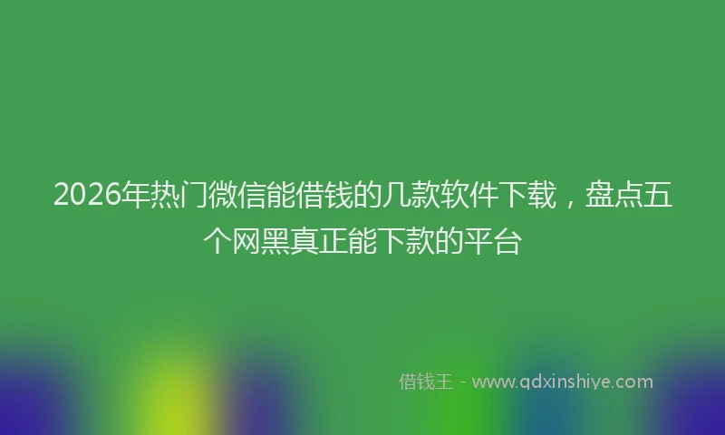 2026年热门微信能借钱的几款软件下载，盘点五个网黑真正能下款的平台