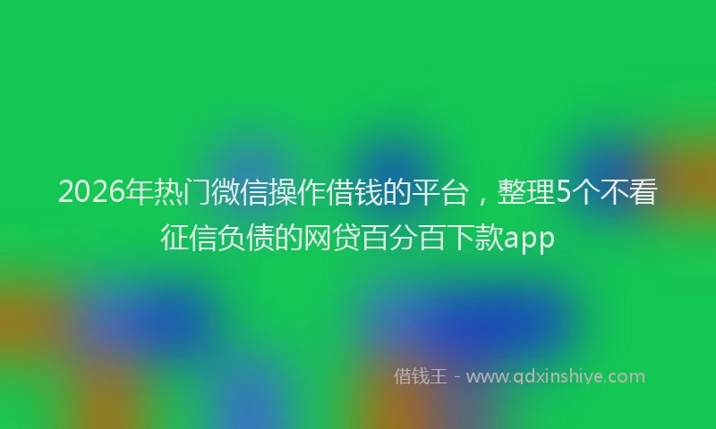 2026年热门微信操作借钱的平台，整理5个不看征信负债的网贷百分百下款app