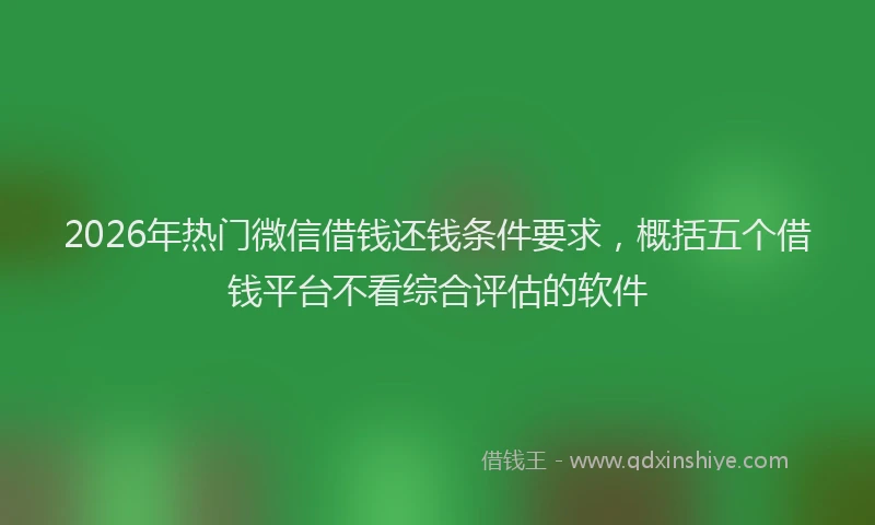 2026年热门微信借钱还钱条件要求,概括五个借钱平台不看综合评估的软件