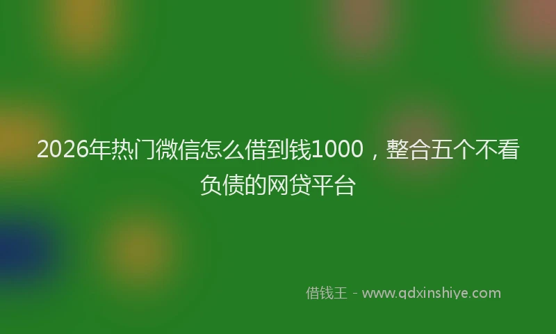 2026年热门微信怎么借到钱1000，整合五个不看负债的网贷平台