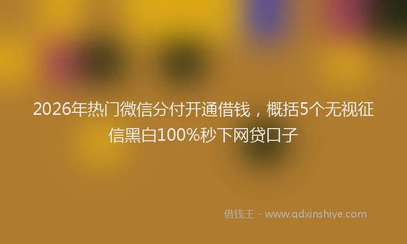 2026年热门微信分付开通借钱，概括5个无视征信黑白100%秒下网贷口子