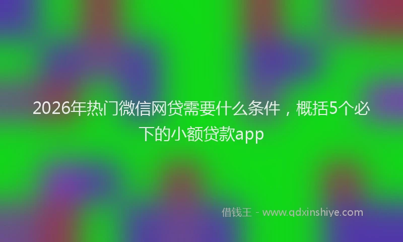 2026年热门微信网贷需要什么条件，概括5个必下的小额贷款app