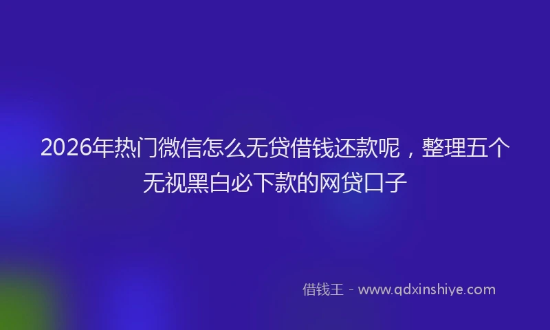 2026年热门微信怎么无贷借钱还款呢，整理五个无视黑白必下款的网贷口子