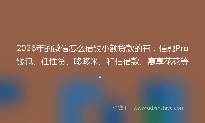 2026年的微信怎么借钱小额贷款的有：信融Pro钱包、任性贷、哆哆米、和信借款、惠享花花等。