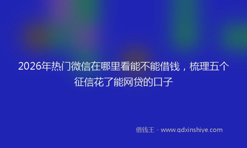 2026年热门微信在哪里看能不能借钱，梳理五个征信花了能网贷的口子