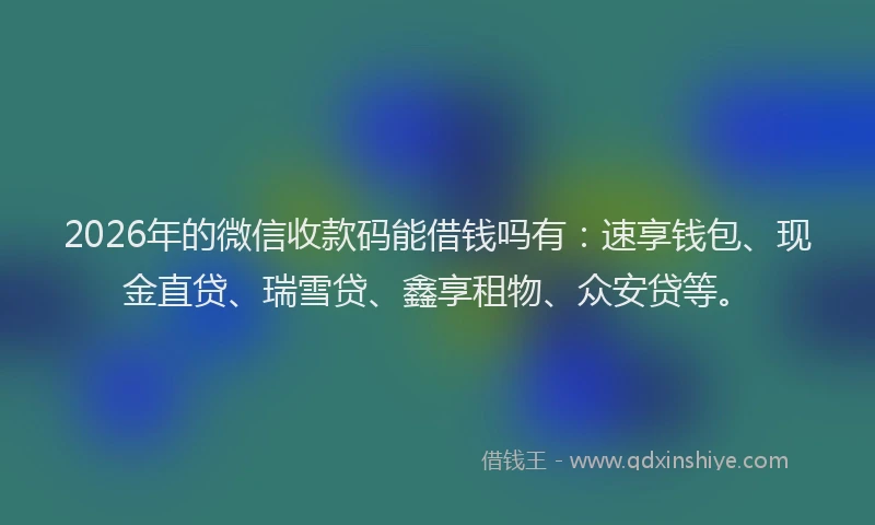2026年的微信收款码能借钱吗有：速享钱包、现金直贷、瑞雪贷、鑫享租物、众安贷等。